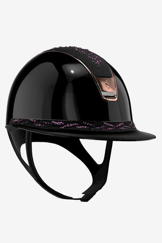 2.0 Glossy Miss Shield Flower Swarovski Vint.Rose + Trim PinkGold + 5st Swarovski + Crystal Blazon Zwart