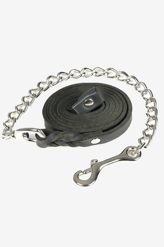 Halstertouw van zacht leder met ketting 230cm