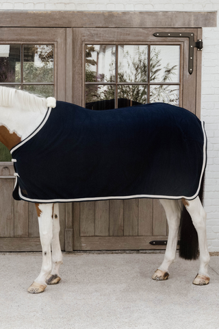 Fleece Deken Plaited Rope Navy