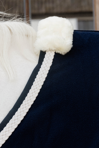 Fleece Deken Plaited Rope Navy