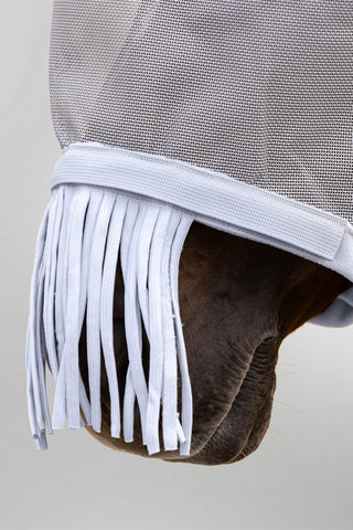 Space PREMIUM Fliegenhaube mit Ohren/Nase Silber