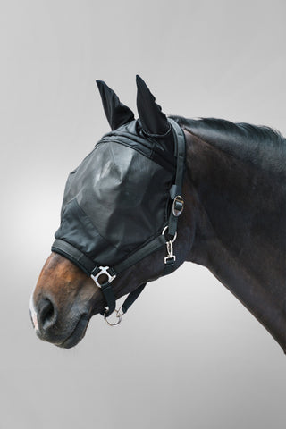PREMIUM Fliegenhaube mit Halfter Schwarz