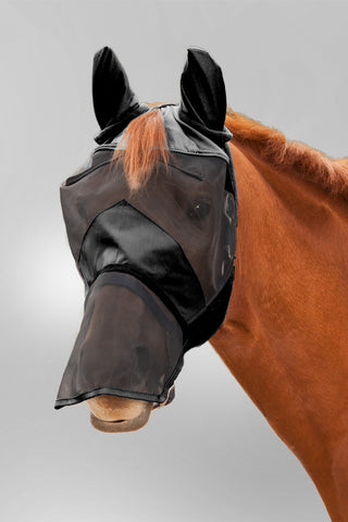 PREMIUM Fliegenhaube mit Ohren-/Nasenschutz Schwarz