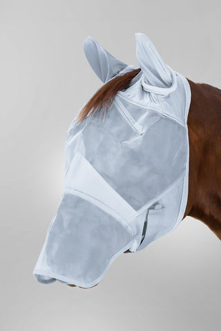 PREMIUM Fliegenmaske mit Ohren-/Nasenschutz Silber