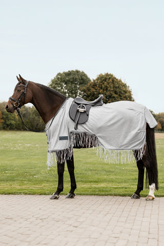 PROTECT Fliegenreitdecke mit Fransen Silber/Grau