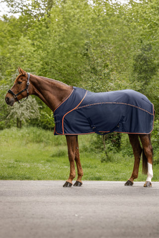 Kühles Sommer-Fliegendecke Navy/Orange