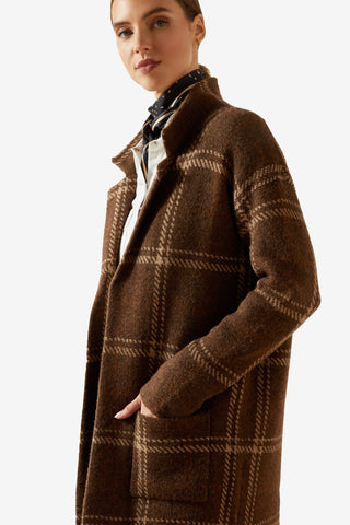 Ballston Cardigan Sorrel Horse Plaid