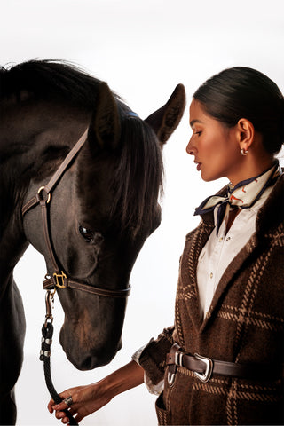 Ballston Cardigan Sorrel Horse Plaid