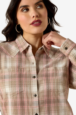 Shirt REAL Billie Jean Wit/Koraal Geruit