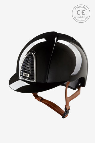 Cromo 2.0 Casque d'équitation Shine Noir Sangles Beiges