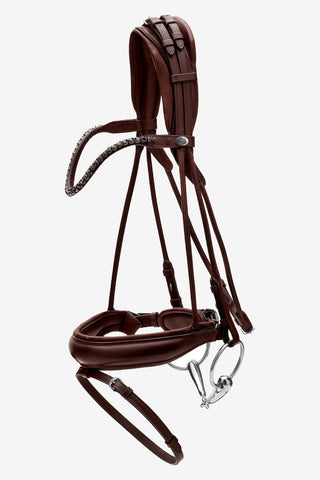 Bridon Rond Cousu Large Muserolle Cuir Souple Marron