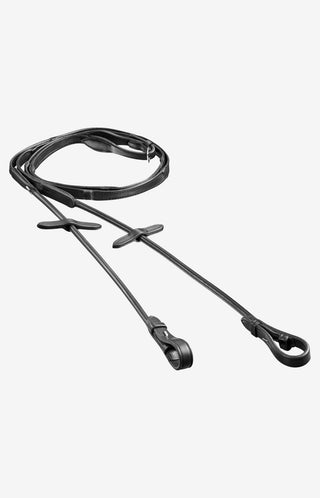 Lädertygel Rundsydd med stopp Svart/Silver