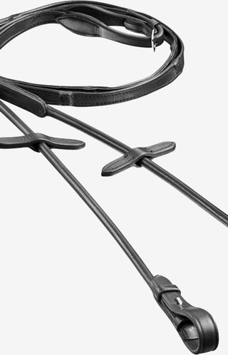 Lädertygel Rundsydd med stopp Svart/Silver