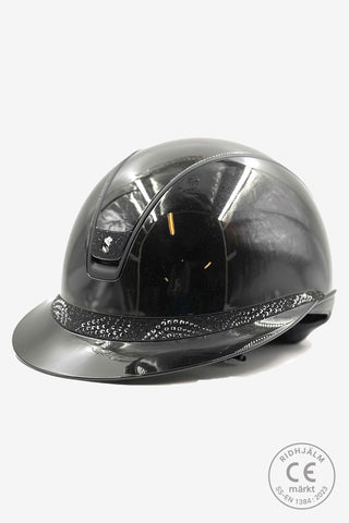 Casque d'équitation 2.0 Glossy Miss Shield Frontal Band Intarsia Mat Cristal Blason Noir