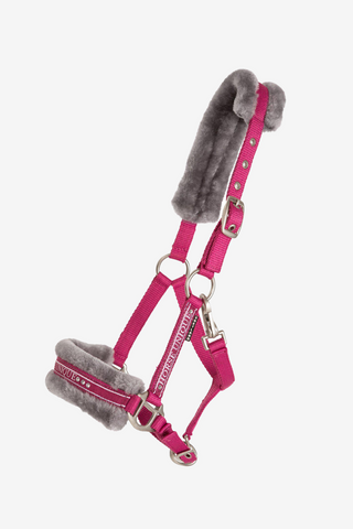 Licol avec fourrure cerise/gris Mini Shetland