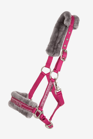 Halfter mit Fell Cerise/Grau Shetland