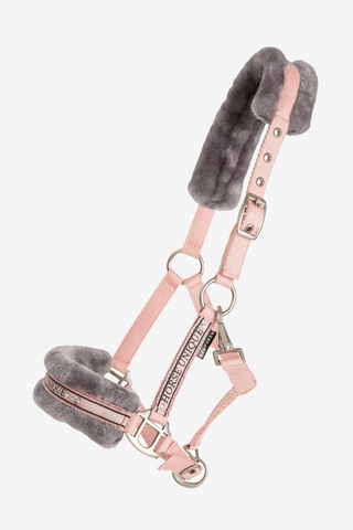 Halfter mit Fell Rosa/Grau Mini Shetland