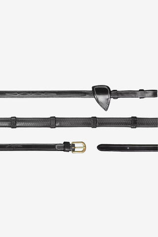Rênes en caoutchouc avec arrêtoirs 13mm Dyón Collection Noir