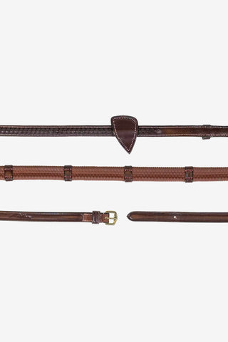 Rubber Reins with Stoppers Braided Dyon Collection Brown