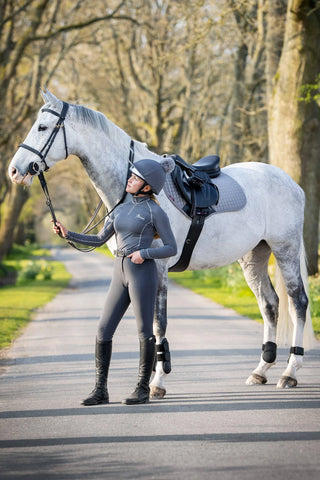 Set Suede Jump Saddle Pad + Hood Grey
