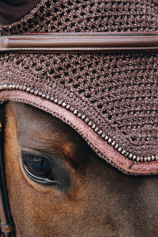 Wellington Fliegenhaube Isoliert Glitzerband Braun