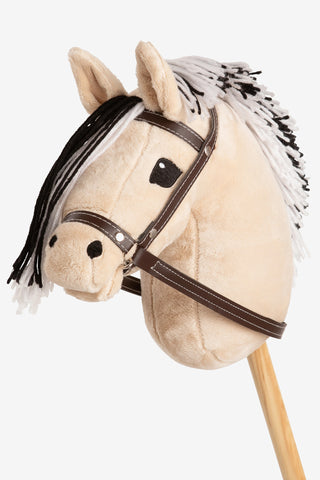 Cheval bâton Greta Beige avec Crinière Noire/Blanche