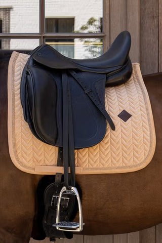 Dressage Saddle Pad Velvet Mini Pearls Beige