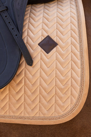Dressage Saddle Pad Velvet Mini Pearls Beige