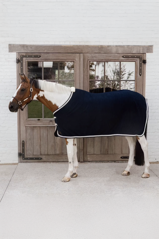 Fleece Rug Plaited Rope Navy