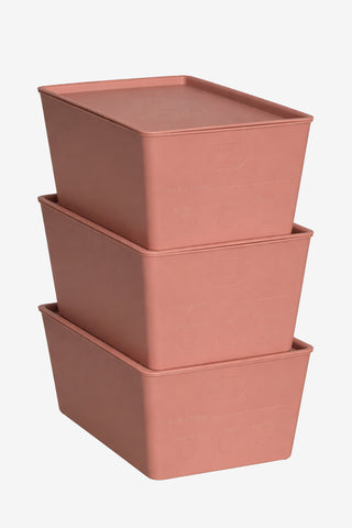 Stallpaket Futterboxen Mit Deckel 3er-Pack Old Rose 7L
