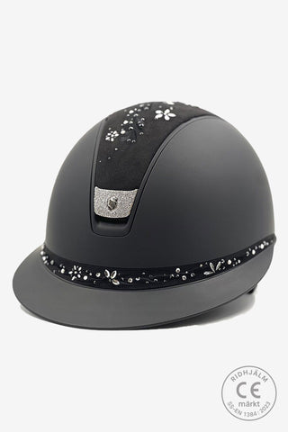 Riding Helmet 2.0 Miss Shield Black Flower Swarovski Jewel Crystal Blazon