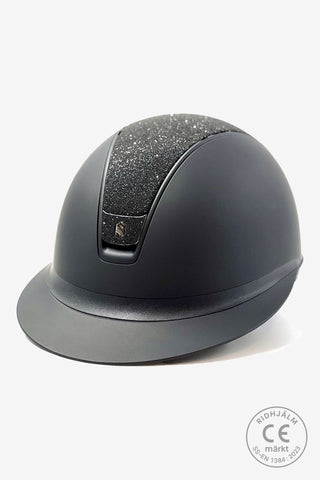 Casque d'équitation 2.0 Shadowmatt Miss Shield Crystal Fabric Top + Crystal Blazon Noir Mat
