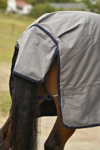 Couverture d'extérieur avec encolure 100g Gris/Marine