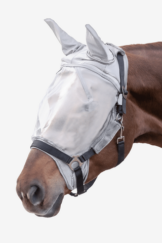 Fly Hood Premium for Halter with Ears Silver Grey