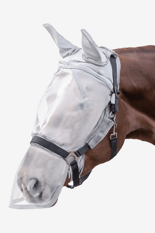 Fly Hood Premium for Halter with Ears & Nose Silver Grey