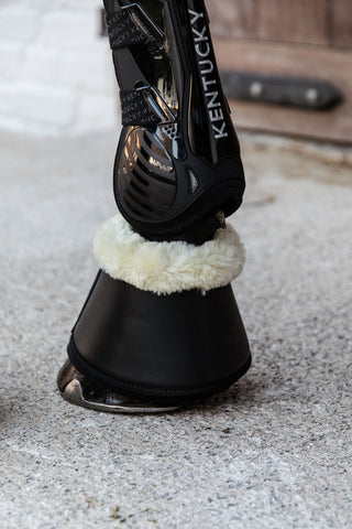 Kunstleder-Boots mit künstlichem Lammfell Schwarz/Creme