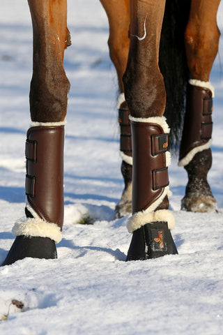 Turnout Gamaschen Leder Vorne Braun