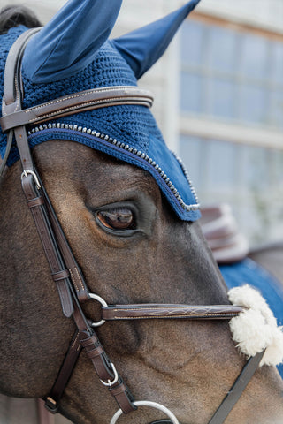 Bonnet Wellington Velours Perles Marine