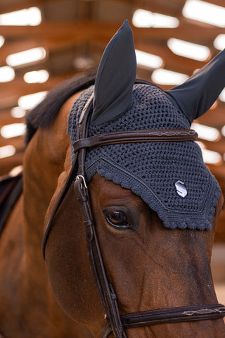Bestickte Fliegenhaube Navy